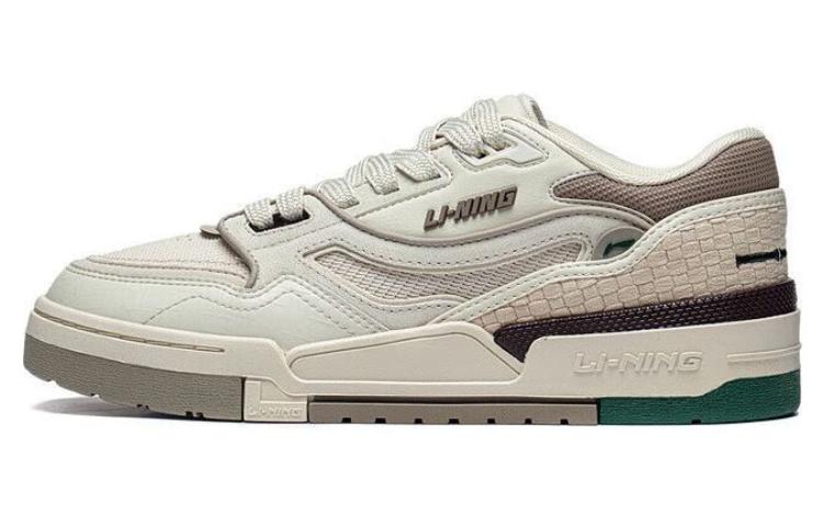 Li Ning 001 BTC PREMIUM Коровья кожа, Текстиль Удобные Нескользящие Низкие Скейтбордические кроссовки Мужские Костяной белый AGCT101-2 43