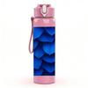 1PC Blue Scale Texture Abstract Print 750ml Color Plastic Sports Water Bottle Leakproof Flip Straw Lid Suitable for Sports Office Home Use
