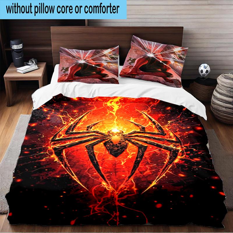 3PCS Red Spider Art Bedding Set,Including 1pc Duvet Cover And 2pcs Pillowcases Perfect for Bedroom, Dormitory, Fan Christmas Gift