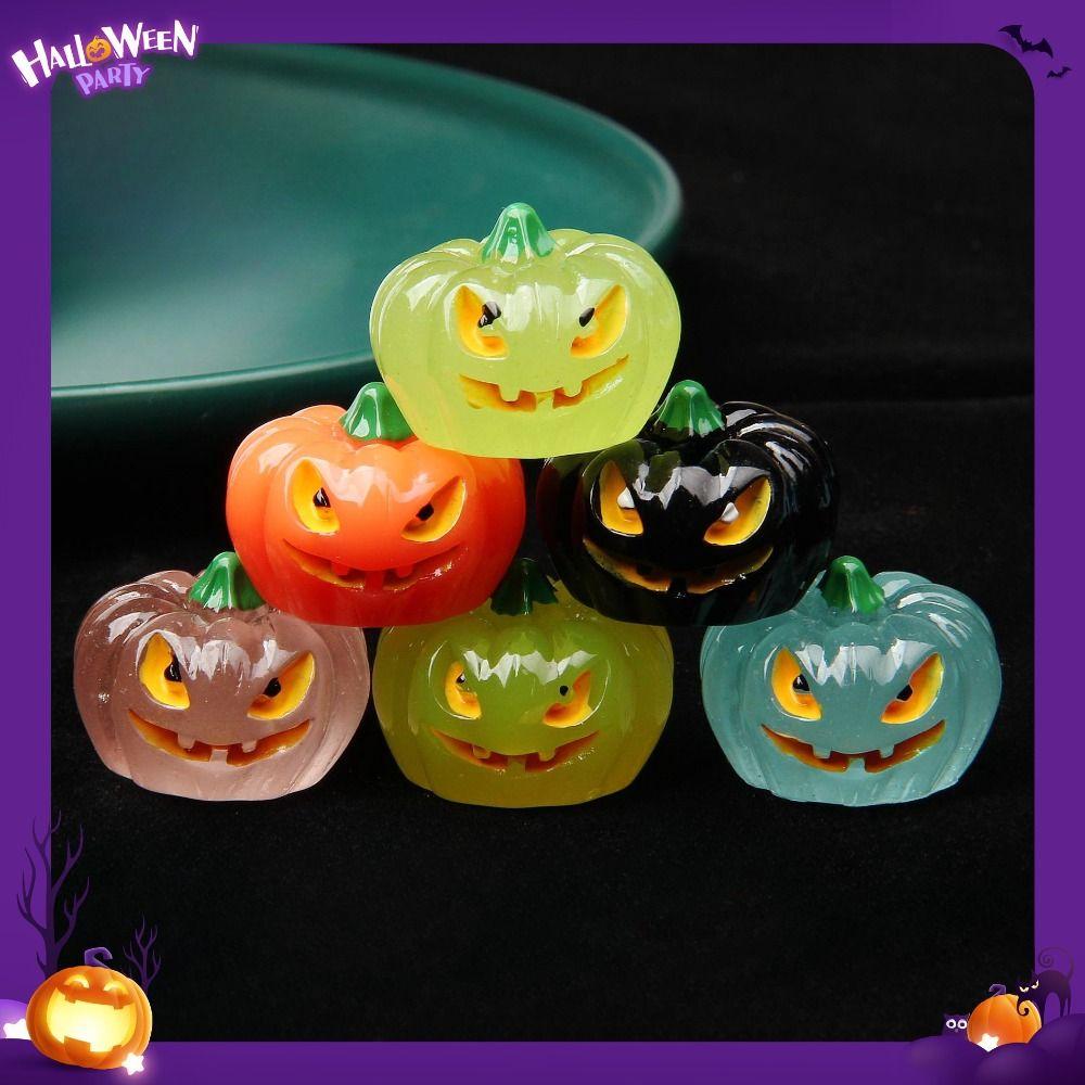 

5pcs Funny Noctilucent Pumpkin Ornaments Micro Landscape Decorations Halloween Party Decoration