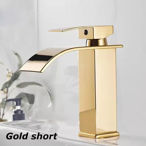 Hot And Cold Stainless Steel Waterfall Wash Basin High And Low Faucet Black Toilet Wash Basin Bathroom