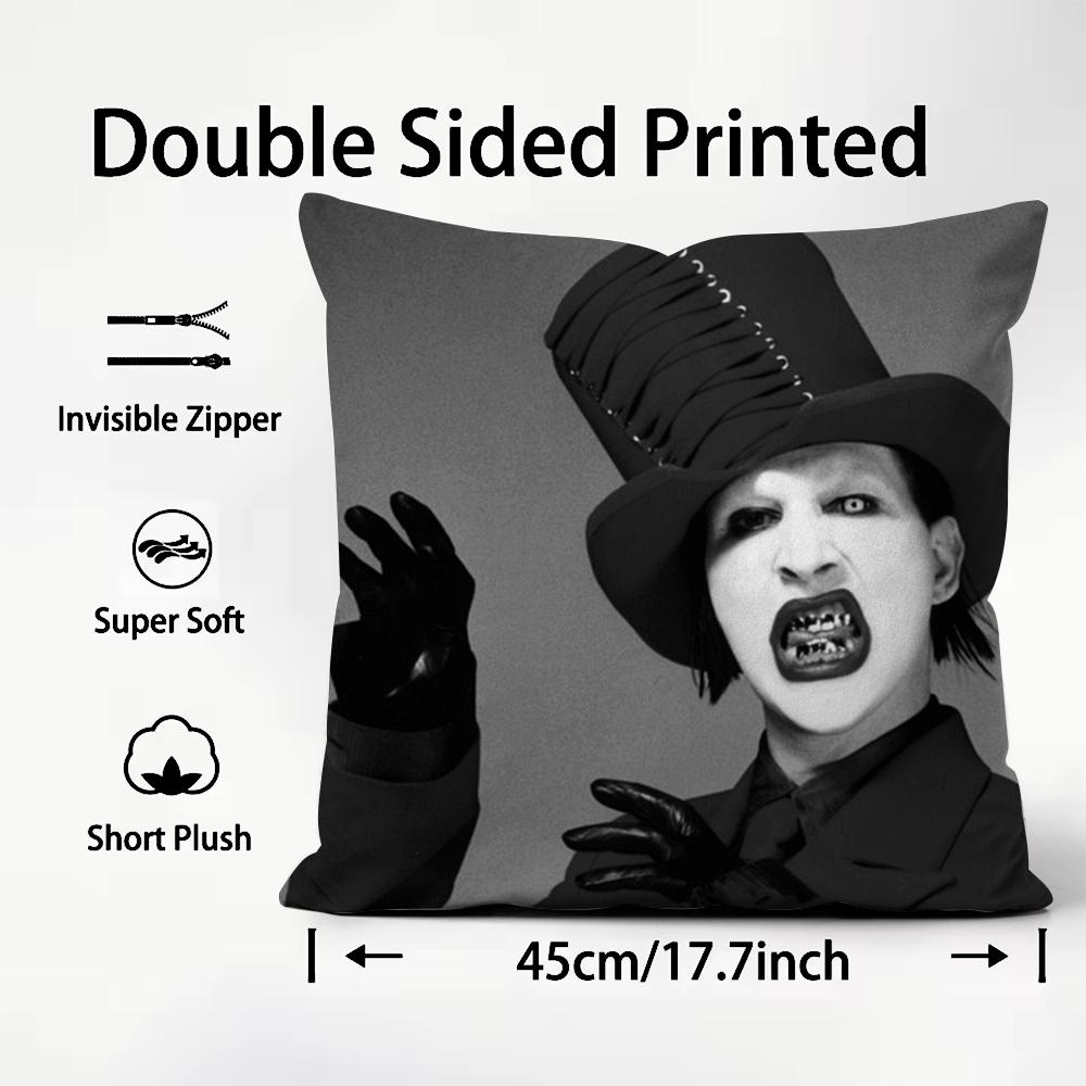 Singer MMarilyn MManson Cushion Cover Plush Fabric Soft DoubleSided Printed Sofa Warm Winter Home Child Gift Pillow Case