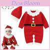 Adorable Christmas Baby Knitted Romper Jumpsuit Outfit W/ Santa Claus Sweater Hat