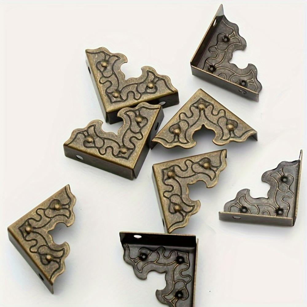20Pcs Antique Furniture Accessories Metal Corner Protector Metal Crafts Jewelry Box Edge Safety Guard Cover Wooden Box Decorative Corner Protector