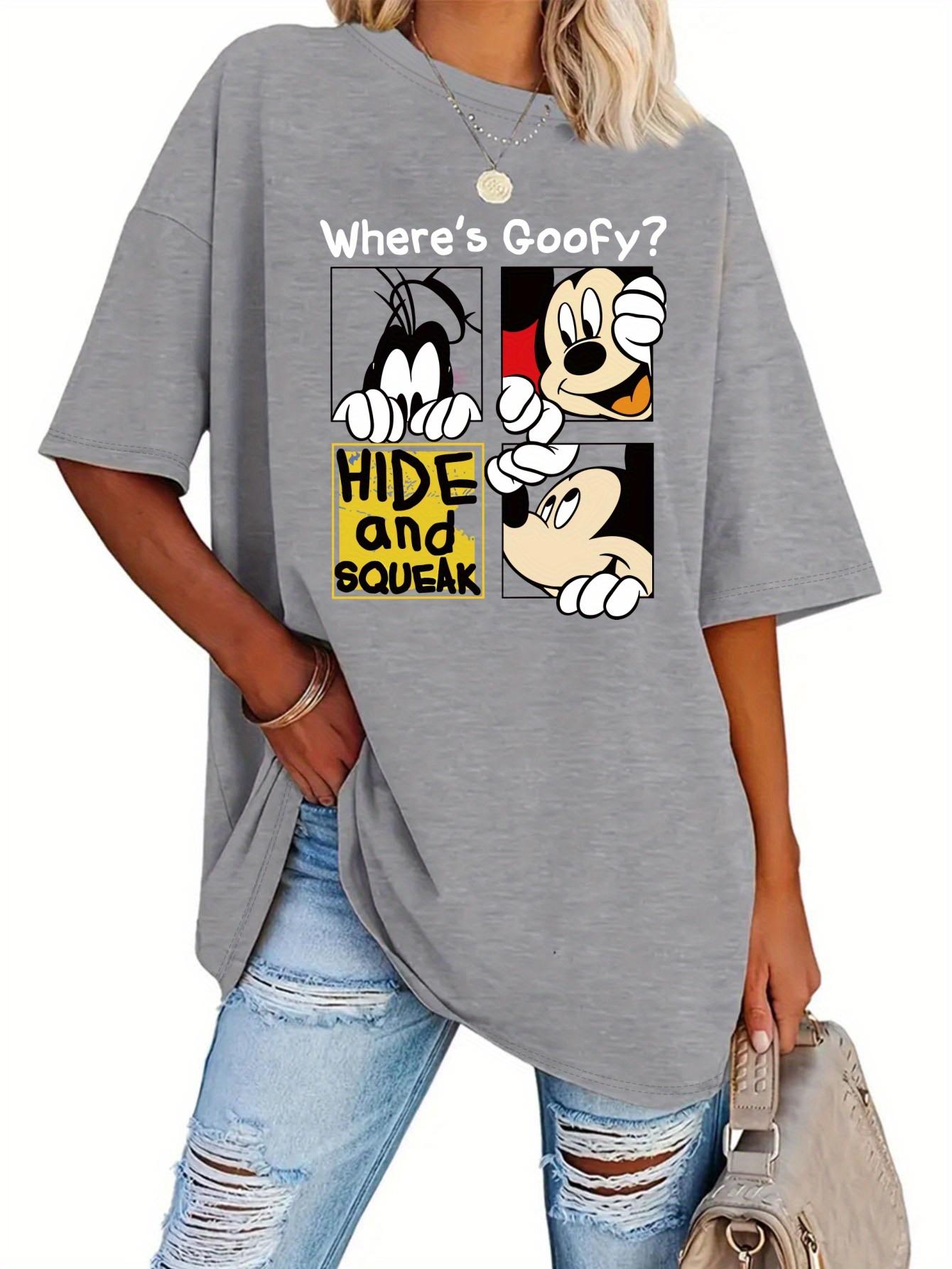 

2026 new hot selling item Mickey Minnie print round neck womens plus size short sleeved Tshirt S