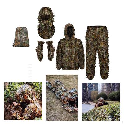 Ghillie Suit Costume Set, Lightweight Breathable with 3D Leaf Pattern, Suitable for Wildlife