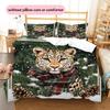 Forest Leopard  Pattern Bedding Quilt Set Quilt Cover Pillowcase Home Decoration  Gift (1 * Duvet Cover + 2 * Pillowcase, Without Core)
