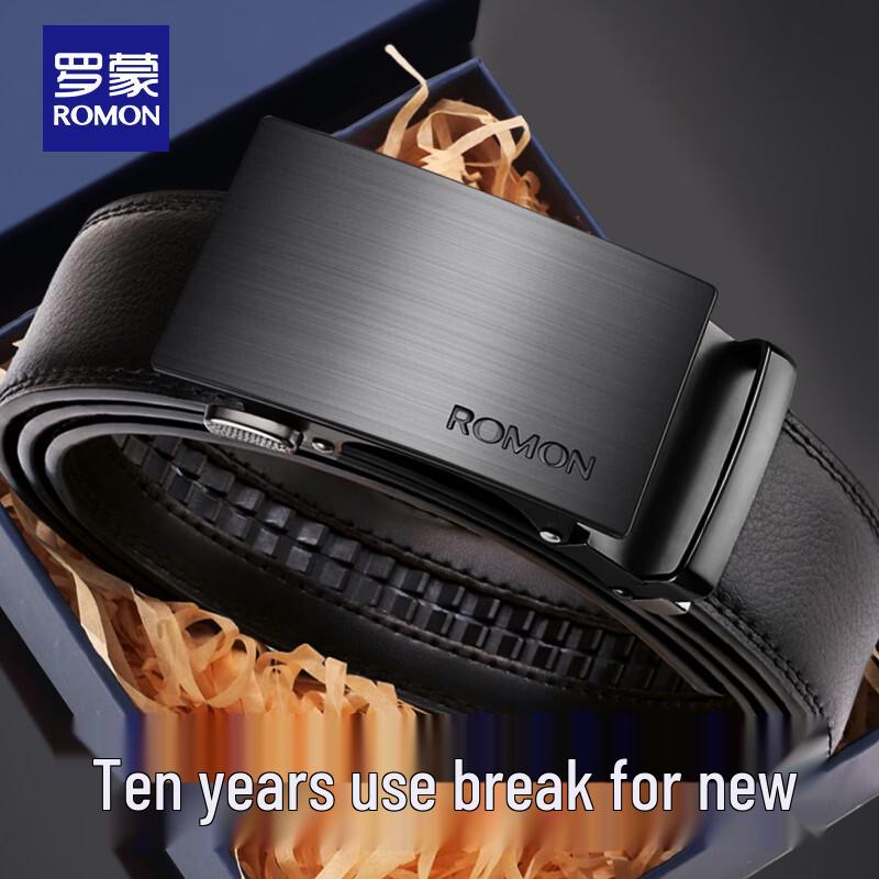 Romon Men s Genuine Leather Automatic Buckle Belt