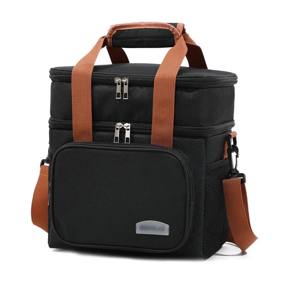 Portable Thermal Lunch Bag Picnic Food Cooler Bags Insulated Case Durable Waterproof Office Lunchbag Shoulder Strap Cooling Box