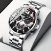 3pcs/set, Fashion Men's Business Watch, Casual Stainless Steel Quartz Wristwatch, Golden Necklace, Bracelet and Wristwatches Set