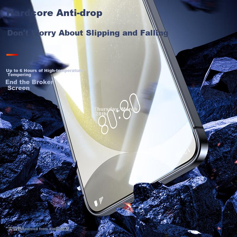 Tempered Glass Screen Protector for Samsung Galaxy S24+, Full Coverage HD Anti-Scratch Fingerprint-Sensitive Quick Unlock Protective Glass JM956