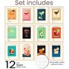 TRAMIN 12pcs Vintage Cocktail Poster, Retro Cocktail Wall Art, Bar Cart Accessories and Decor, Funky Drink Aesthetic Pictures, Colorful Preppy Bar