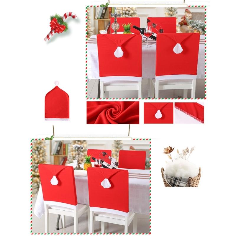 Chair Back Cover Christmas Kitchen Chair Slipcovers In Santa Hat Shape For Holiday Decoration Chair Covers