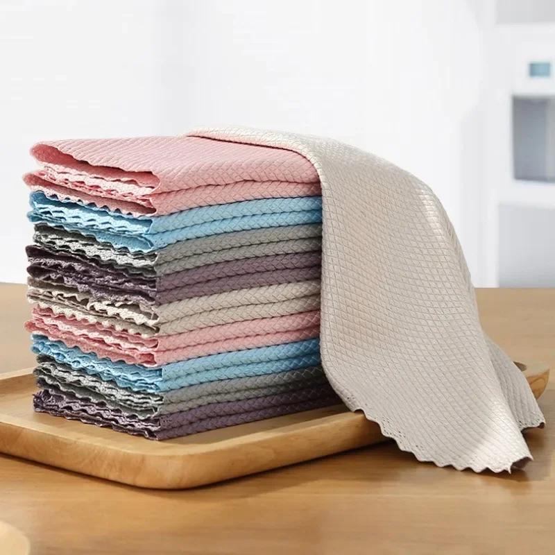 

Fish Scale Cleaning Cloth 5PCS 30x40cm Glass Cleaning Cloth Absorbent Kitchen Dish Rag Towel Tableware Washing Cleaning Tool Set 30 x 40cm