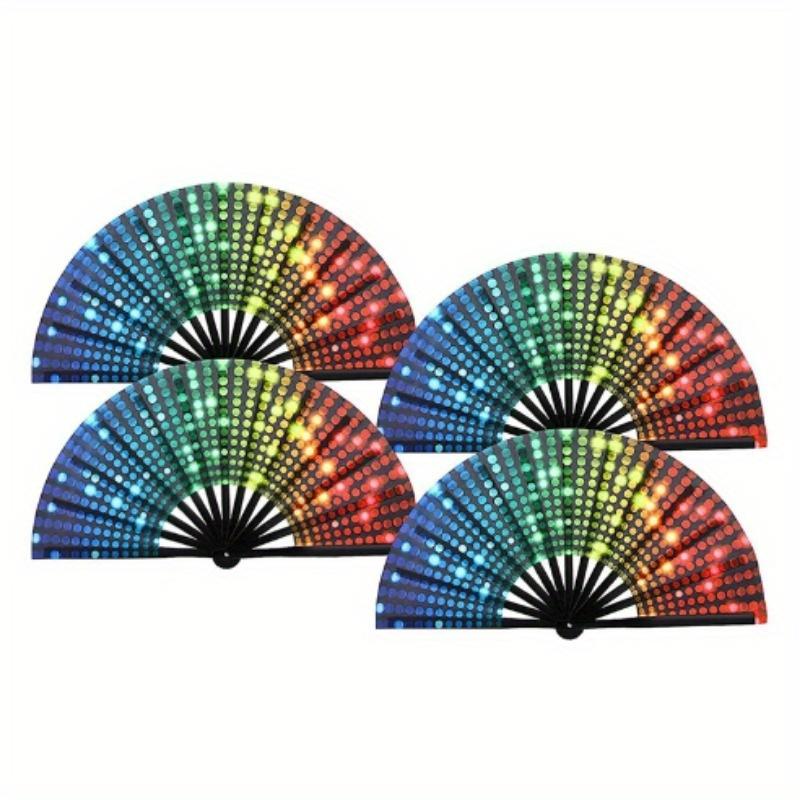Rainbow Sequins Pride Foldable Fan Handheld Fan Folding Hand Fan for Adults Drag Queen Festival Fan Chinese