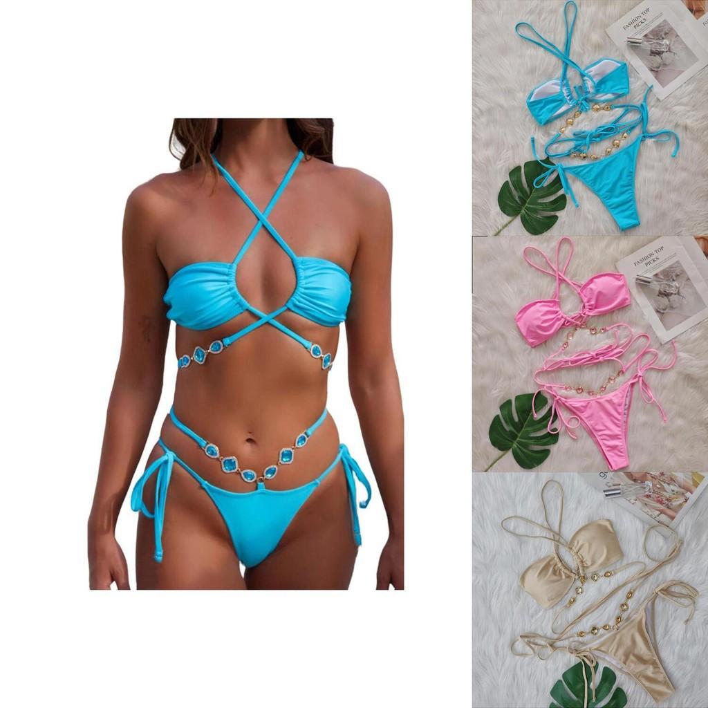 Sexy Bikini With Cross Tie Straps For Beach Swimwear Sexy Womens Swimsuit For Vacation
