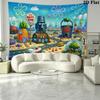 Cartoon Spongebob Wall Tapestry Aesthetic Wall Hanging Printed Fabric Blanket Decorative Tapestries for Bedroom Living Room Home Decor