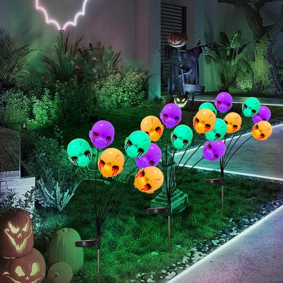 Ensemble De 6 Lumières Solaires LED Crâne Halloween - IP65 Étanches Décorations Extérieures, Lumières Effrayantes Balançantes Pour Jardin, Patio, Cour, Pelouse