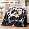 Stray Kids Custom Name Flannel Throw Blanket Soft Warm for Sofa Bed Indoor Home Use