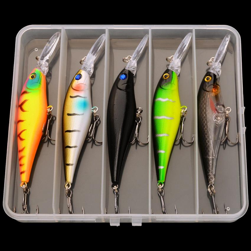 5pcs/box Fishing Lure13.7g/10g Minnow Crankbait Wobblers 3D Eyes Perch Artificial Bait Pike Carp Bait Swim Bait Fishing Pesca