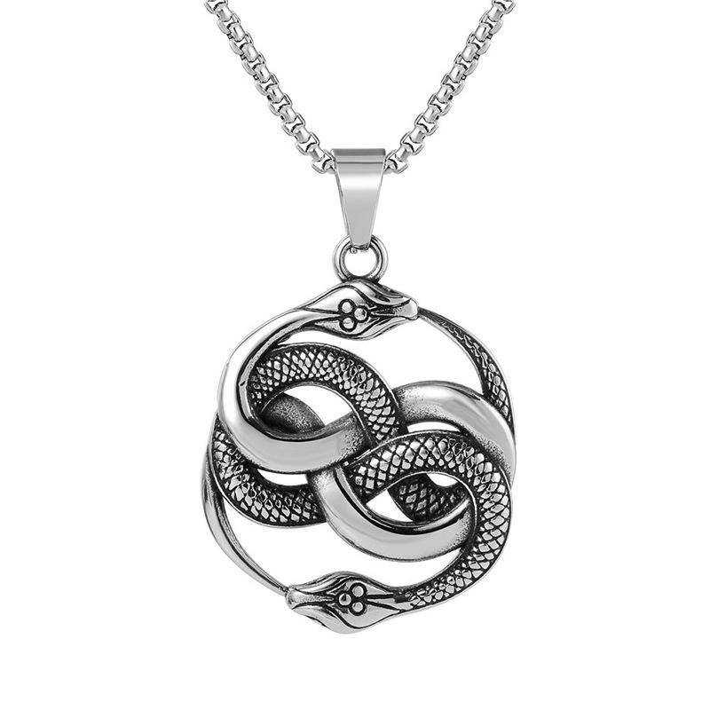 New Accessories Popular in Europe and America, Titanium Steel Pendant, Double Snake Titanium Steel Necklace