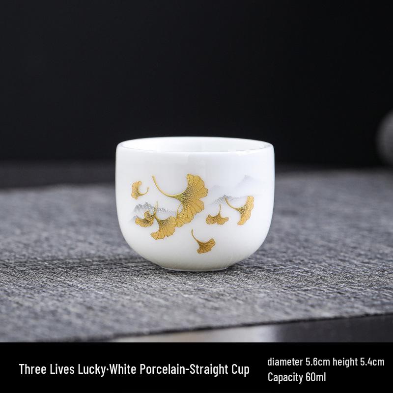 Kung Fu White Porcelain Tea Set: Ceramic Mutton Fat Jade Master Cup & Teacups Gift