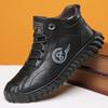 Fashion Winter Snow Boots for Men Cow Leather High Top Warm Cotton Shoes Male Fashion Casual  New Designer Round Head Ankle Boots Men