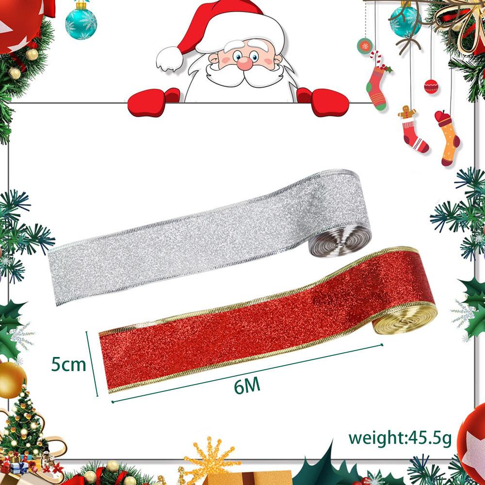 Elegant 2 Meter Colorful Glitter Ribbon For Indoor Christmas Tree And Holiday Decor