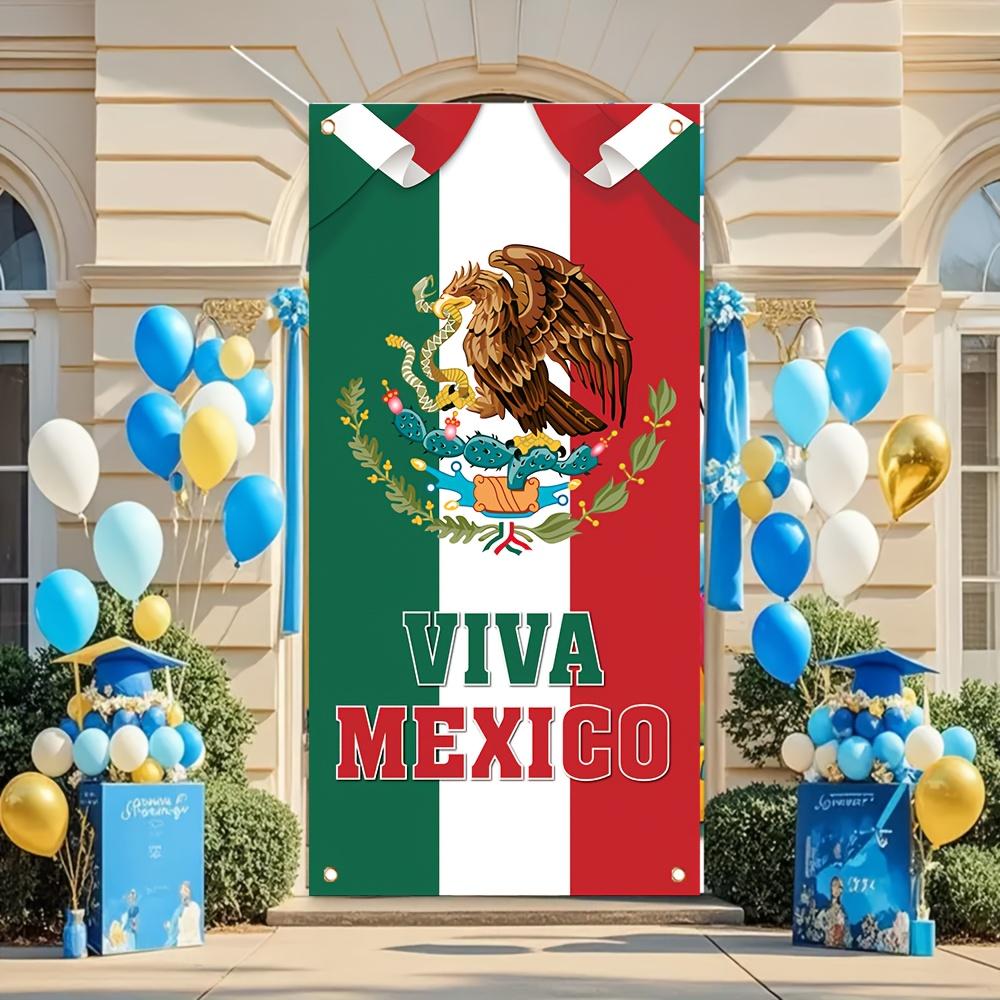 1pcs Mexican Lndependence Day Party Decor Door Cover Banner Eagle Snake Cactus Mexican Style Festival Party Porch Decor Backdrop
