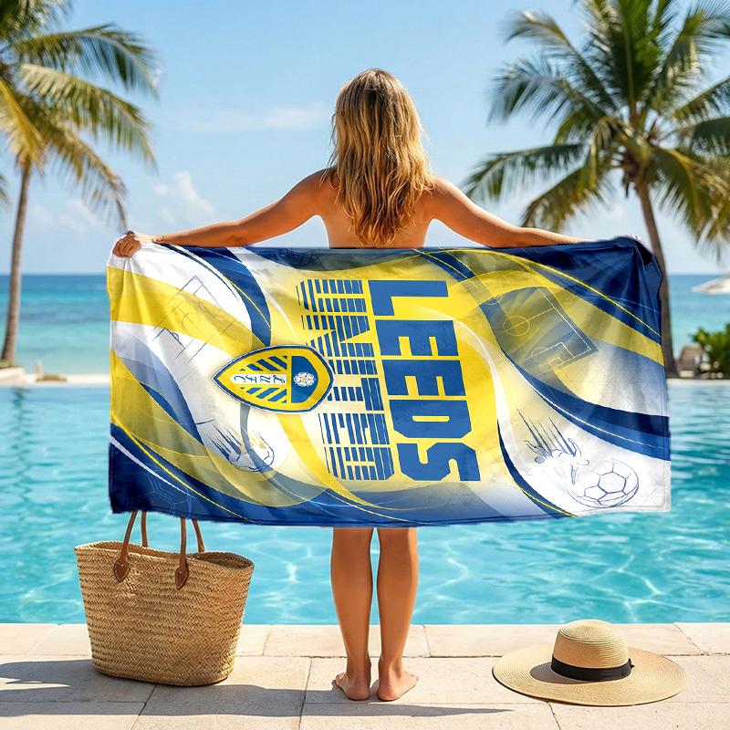 Leeds United Fußball Strandtuch Weiches Mikrofaser Sommerhandtuch Schnelltrocknendes Saugfähiges Handtuch für Strand Schwimmbad Reisen