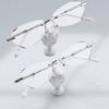 2PCS Elegant Frameless Diamond Cut Edge Glasses For Women High-Definition Anti-Blue Light Anti-Fatigue Glasses