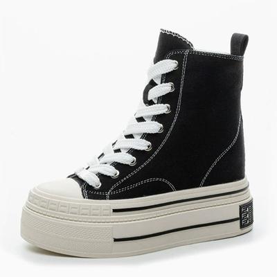 12cm High Top New Casual Platform Shoes for Women Vintage Fashion Spring and Autumn Sneakers Student Comfortable Ladies Footwear