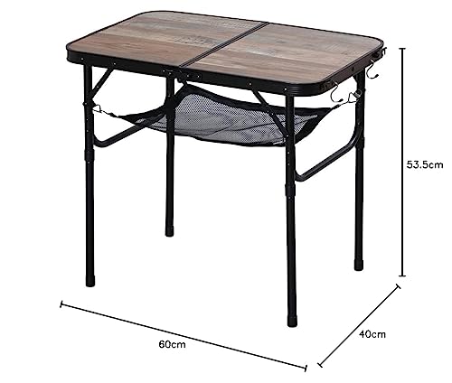 Iris Ohyama Folding Outdoor Table, 60cm Wide, Lightweight, Compact Storage, Adjustable Height, Multifunctional, Perfect for Outdoor Camping, Gift