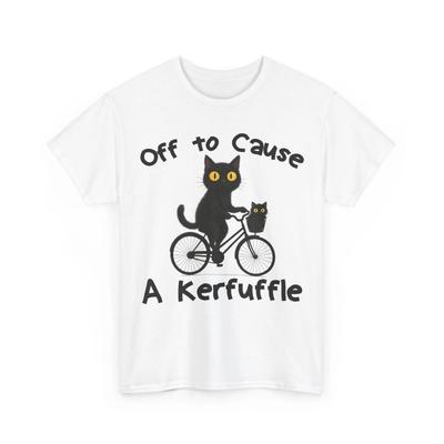Off To Cause A Kerfuffle Funny Black Cat Meme T-Shirt