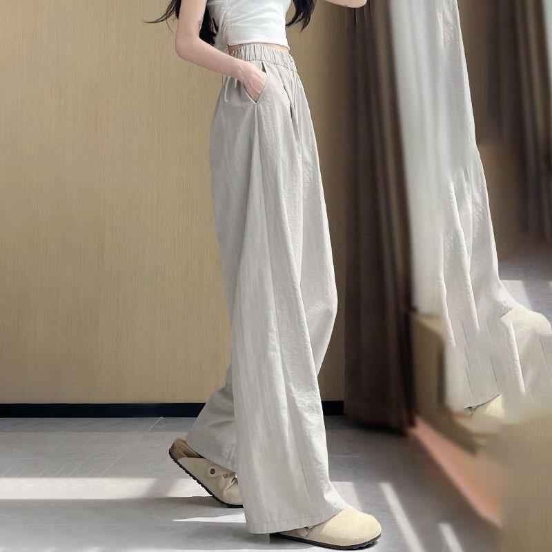 

Women s Slim Fit Ice Silk Wide-Leg Pants | Summer Thin Quick-Dry Athletic Casual Plane Tree Trousers XL