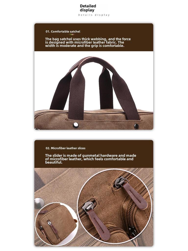 Cross-Border Multifunctional Canvas Backpack: Briefcase, Handbag & Shoulder Bag with Large Capacity for Laptops & Casual Travel.