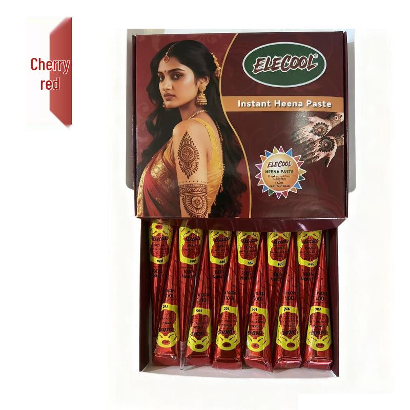 Plant-Based Henna Tattoo Paste: Hand-Painted Semi-Concealing Cream with Various Shades Available