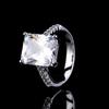 Bright Super Flash Rectangular Ring Elegant Simulation Diamond Ring Exquisite Women'S Wedding Diamond Ring Jewelry