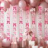 Bowknot Birthday Decortions Pink Bow Party Decor Pink Bow Banner Garland Decor for Girls Baby Shower Bridal Bowknot Theme Party Supplies