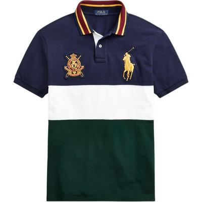Polo SS24 Color Block Logo Big Pony Kurzarm Poloshirt Herren Oberteile Dunkelblau 710814766-001