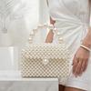 Chic Acrylic Pearl-Style Woven Hollow Square Handbag Women Minimalist Elegant Clutch Bag Evening Day Outfits