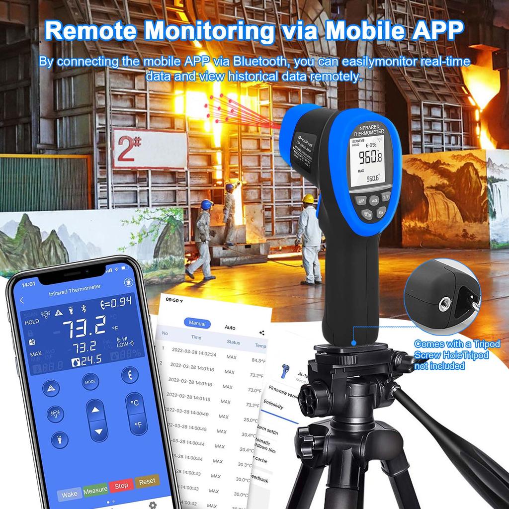 Digital Infrared Thermometer , No-contact Thermal Imager , Humidity Ambient Meter , Range -50℃ To 800℃(-58 To1472℉)