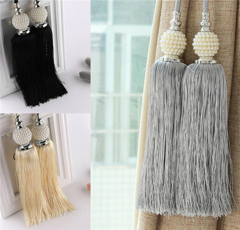 1PCS Chinese Classical Style pearl Double Ball Curtain Hanging Ball Tassel Binding Rope Curtain Decoration