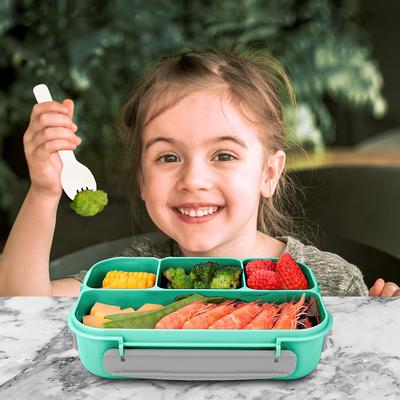 Bento Box Lunch Box Adult LunchBox Containers For Toddler Kids Adults 1000ml 4 Compartments Fork Leak-Proof Microwave Dishwasher