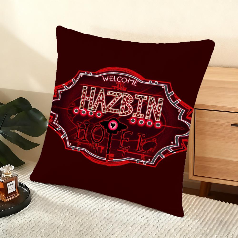 Cushion Cover Silky Short Plush Home Sofa Cushion Cover - Invisible Zipper Home Decoration Hazbin Hotle-S Anime