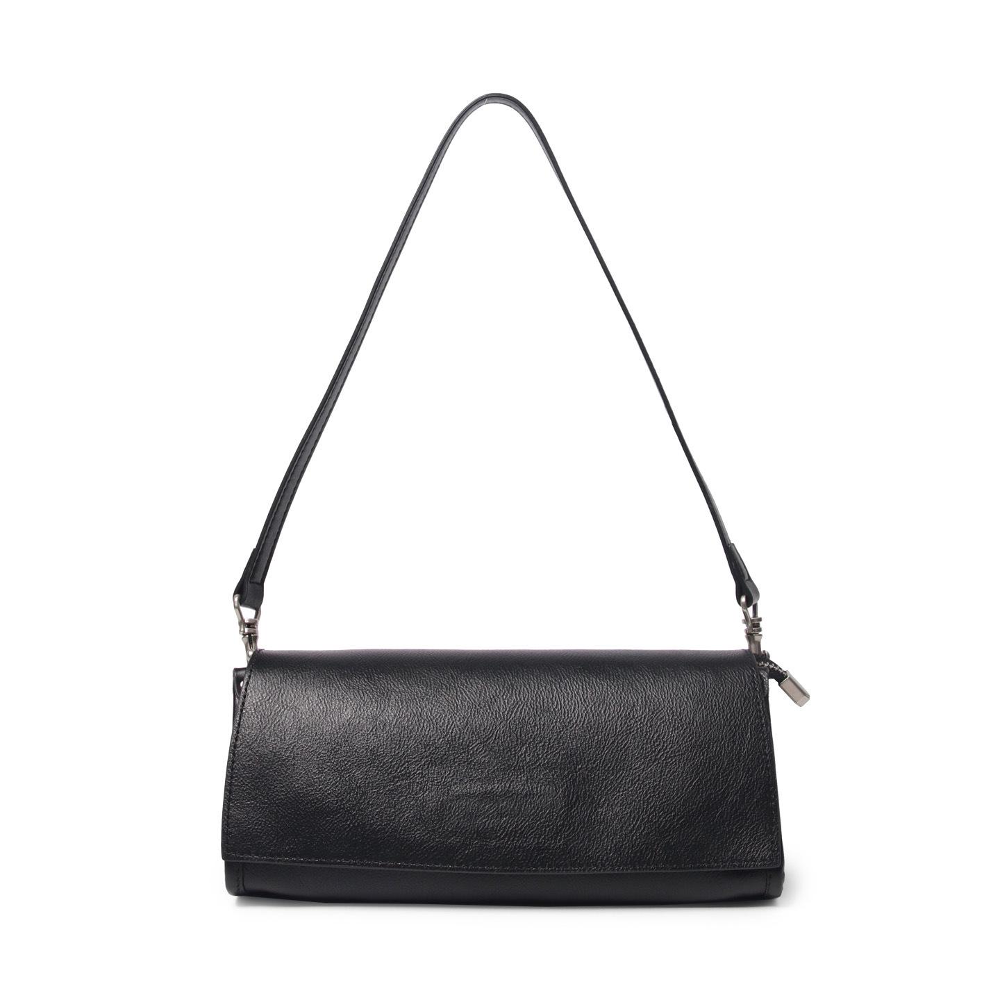 

Retro Vegetable Tanned Leather Women s Baguette Bag - Genuine Cowhide, Handheld, Shoulder, Crossbody Small Square Bag чёрный