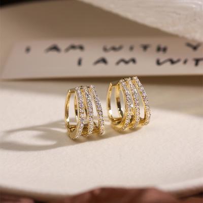 Exquisite Luxury Gold Color Earrings Natural Crystal Zircon Women'S Popular Engagement Gifts Jewelry Accessories