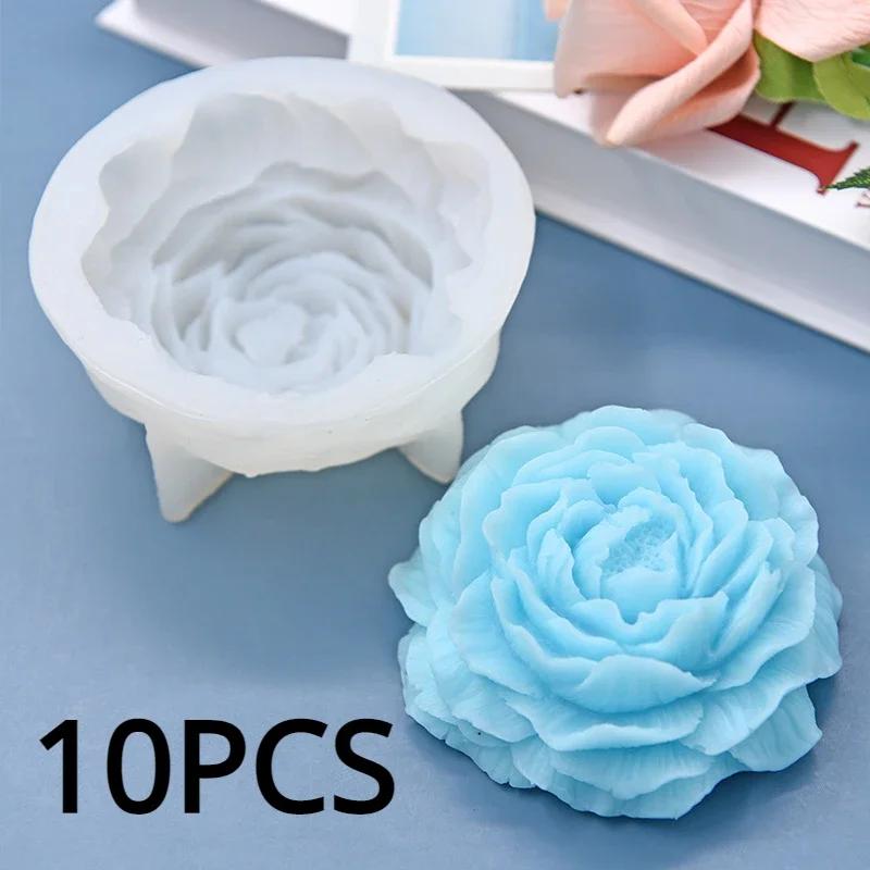Peony Silicone Candle Mold Aroma Plaster Soap Resin Flower Mould Birthday Holiday Gift Wedding Souvenir Home Decoration