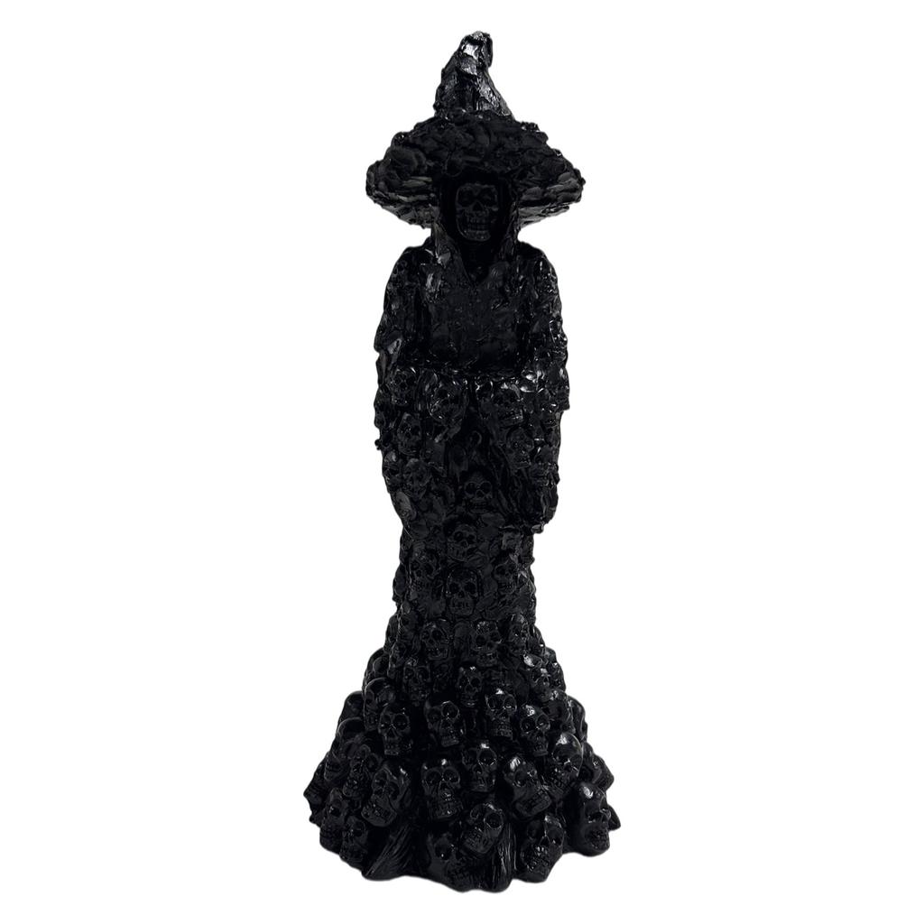 Skeleton Witch Ornament Lighted Decorations Glowing Skull Statue Resin Table Vintage Ghost Statue for Halloween Decor