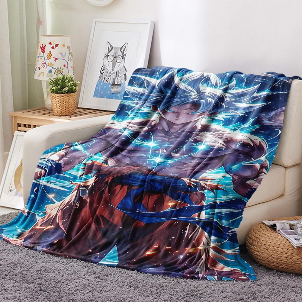 1PC Son Goku Patterned Flannel Blanket Suitable For All Seasons For Home Decor Warmth And Comfort Gifts Holiday Present